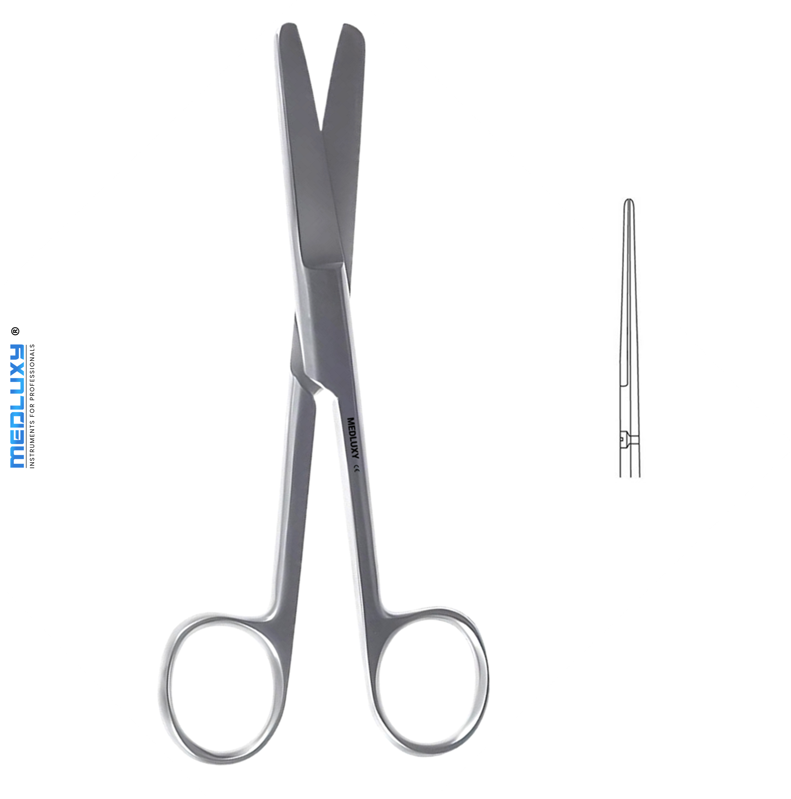 Medluxy - Verbandschaar - Stompe punt (stomp/stomp) - 13 cm - Professionele Kwaliteit - RVS - M-0185